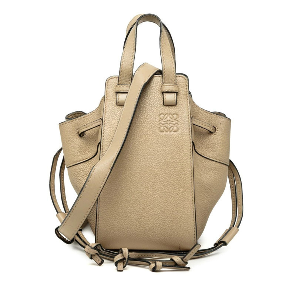Loewe Anagram Hammock Leather 2Way Shoulder Bag Beige Tan